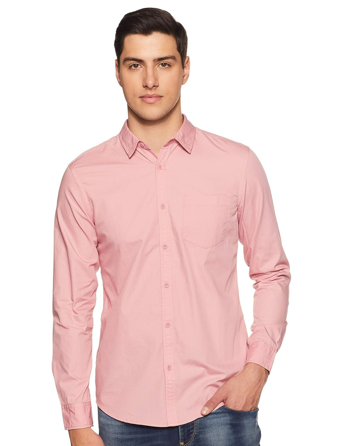 Amazon Brand - Symbol Men's Cotton Shirt | Casual | Plain | Full Sleeve | Summer - Regular Fit (Available in Plus Sizes)